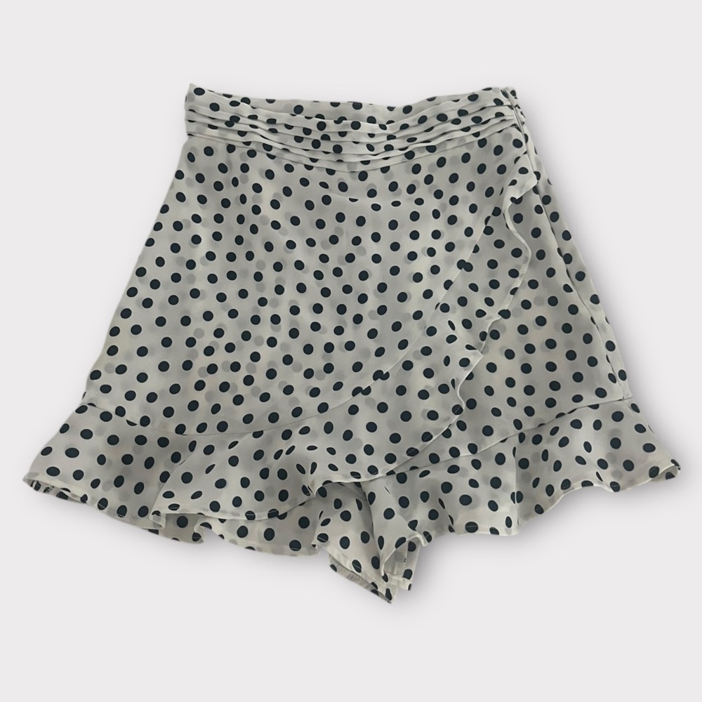 Zara Black and White Polka Dot Ruffle Skort